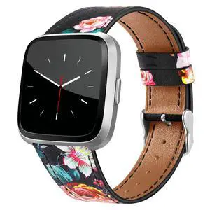 Leather Bands Compatible with Fitbit Versa 2 & Versa Lite Wristbands, Classic Fitbit Versa SE Replacement Leather Strap for Women & Men Leather Bands Compatible with Fitbit Versa 2 & Versa Lite Wristbands, Classic Fitbit Versa SE Replacement Leather Strap for Women & Men
