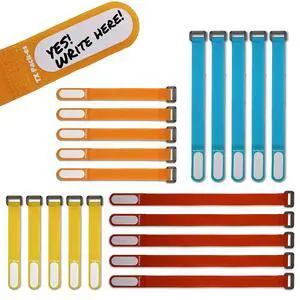 Multi-Purpose Cinch Straps (Assorted-Color 20 Pack). Reusable Waterproof Hook and Loop Cable Tie, Write-on Label for Easy Cord & Stuff Indentification, Organization & Management, by Multi-Purpose Cinch Straps (Assorted-Color 20 Pack). Reusable Waterproof Hook and Loop Cable Tie, Write-on Label for Easy Cord & Stuff Indentification, Organization & Management, by