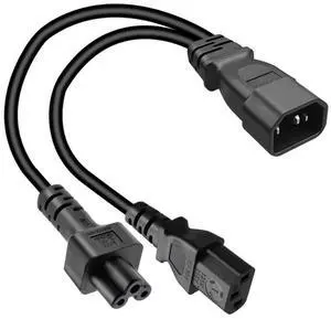 Tops C14 to C5+C13 Y Splitter Power Cord, Single IEC 320 C14 Male to C13+C5 Female Y Split Multi IEC Cable, 1ft, 10A 250V, 18AWG Pure Copper Tops C14 to C5+C13 Y Splitter Power Cord, Single IEC 320 C14 Male to C13+C5 Female Y Split Multi IEC Cable, 1ft, 10A 250V, 18AWG Pure Copper