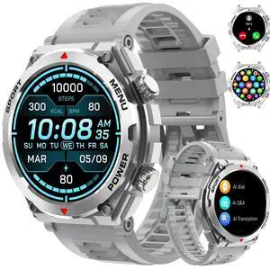 Military Smart Watch for Men with AI Q&A (Answer/Make Call/SMS Reply), 1.52" HD Smartwatch for Android Phones/iPhone, 100+ Sport Mode Fitness Tracker with HR, SpO2, Sleep Monitor (Silver) Military Smart Watch for Men with AI Q&A (Answer/Make Call/SMS Reply), 1.52" HD Smartwatch for Android Phones/iPhone, 100+ Sport Mode Fitness Tracker with HR, SpO2, Sleep Monitor (Silver)
