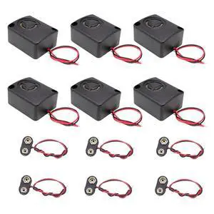 6 Sets 110dB Electronic Mini Piezo Alarm Siren DC 12V Insurance Anti-Theft High-Decibel Buzzer Alarm T Type Buckle Connector 9V Battery Clip Plastic Hard Shell Black Car Safes (S16X6+T9V) 6 Sets 110dB Electronic Mini Piezo Alarm Siren DC 12V Insurance Anti-Theft High-Decibel Buzzer Alarm T Type Buckle Connector 9V Battery Clip Plastic Hard Shell Black Car Safes (S16X6+T9V)