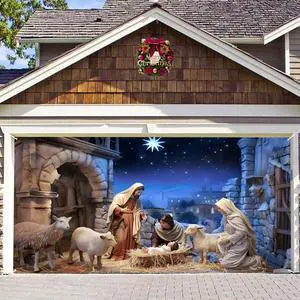 Christmas Garage Door Decorations - Large Hanging Backdrop Door Cover Wall Hanging for Garage & Indoor/Outdoor Decor - 10x8ft Christmas Garage Door Decorations - Large Hanging Backdrop Door Cover Wall Hanging for Garage & Indoor/Outdoor Decor - 10x8ft