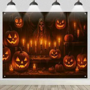 Halloween Backdrop Spooky Pumpkin Scene 8x6ft | Halloween Party Backdrop with Lanterns Pumpkins for Indoor Outdoor Photo Booth and Wall Decoration Halloween Backdrop Spooky Pumpkin Scene 8x6ft | Halloween Party Backdrop with Lanterns Pumpkins for Indoor Outdoor Photo Booth and Wall Decoration
