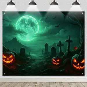 Halloween Backdrop Pumpkin Moon Scene 8x6ft | Halloween Party Backdrop with Cemetery Pumpkins Lanterns Full Moon Ghosts for Indoor Outdoor Photo Booth and Wall Decoration Halloween Backdrop Pumpkin Moon Scene 8x6ft | Halloween Party Backdrop with Cemetery Pumpkins Lanterns Full Moon Ghosts for Indoor Outdoor Photo Booth and Wall Decoration