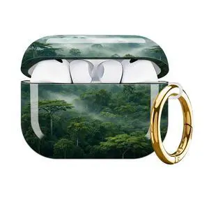 Hard Protective Case for AirPod Pro 3, Shockproof Durable Shell with Keychain, Cute Stylish Design(Misty Forest Canopy Green Trees Mountains) Hard Protective Case for AirPod Pro 3, Shockproof Durable Shell with Keychain, Cute Stylish Design(Misty Forest Canopy Green Trees Mountains)