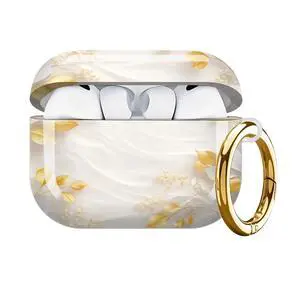 Hard Protective Case for AirPod Pro 3, Shockproof Durable Shell with Keychain, Cute Stylish Design(Golden Leaves White Flowers Elegant) Hard Protective Case for AirPod Pro 3, Shockproof Durable Shell with Keychain, Cute Stylish Design(Golden Leaves White Flowers Elegant)