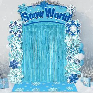 7pcs Birthday Party Decorations Snowflake Tinsel Foil Fringe Curtains Porch Banners Snow Runner Backdrop for Wonderland Party Decoration Winter Supplies 7pcs Birthday Party Decorations Snowflake Tinsel Foil Fringe Curtains Porch Banners Snow Runner Backdrop for Wonderland Party Decoration Winter Supplies