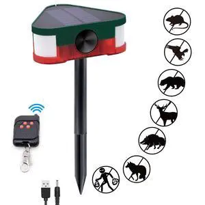 Solar Sound & Light Alarm, 360° Smart Ultrasonic Motion Sensor Alarm with Remote Controller, 3x129db Super Loud Speakers & LED Flashing Light IP65 Waterproof 4 Work Mode for Home, Farm, Barn, Yard Solar Sound & Light Alarm, 360° Smart Ultrasonic Motion Sensor Alarm with Remote Controller, 3x129db Super Loud Speakers & LED Flashing Light IP65 Waterproof 4 Work Mode for Home, Farm, Barn, Yard