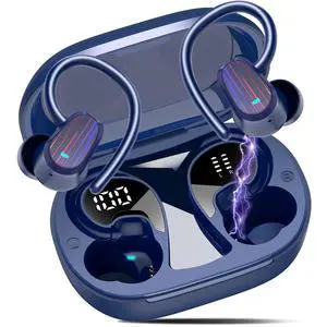 Wireless Earbuds, Headphones Sport Bluetooth 5.4, Over Ear Buds with ENC Noise Canceling Mic, Deep Bass Stereo Earphones with Hook, 50H, LED Display, IP7 Ear Buds for Workout Running, Dark Blue(2026) Wireless Earbuds, Headphones Sport Bluetooth 5.4, Over Ear Buds with ENC Noise Canceling Mic, Deep Bass Stereo Earphones with Hook, 50H, LED Display, IP7 Ear Buds for Workout Running, Dark Blue(2026)