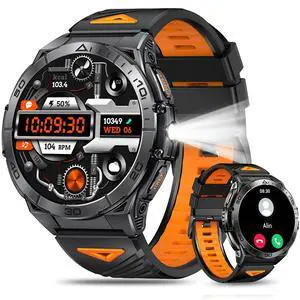 Military Smart Watches for Men with Bluetooth Call, 1.6" AMOLED Waterproof Smartwatch with Flashlight, 116 Sport Modes, 900mAh Heart Rate, Sleep Monitor Fitness Tracker for Android iOS Military Smart Watches for Men with Bluetooth Call, 1.6" AMOLED Waterproof Smartwatch with Flashlight, 116 Sport Modes, 900mAh Heart Rate, Sleep Monitor Fitness Tracker for Android iOS