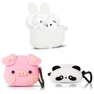 (3Pack) Case for AirPods 4 Wireless Earbuds (2024) with Carabiner, Silicone Charging Protective Cover with Cartoon Skin Design for AirPods 4th Generation Headphones (PP+PP+PG) (3Pack) Case for AirPods 4 Wireless Earbuds (2024) with Carabiner, Silicone Charging Protective Cover with Cartoon Skin Design for AirPods 4th Generation Headphones (PP+PP+PG)