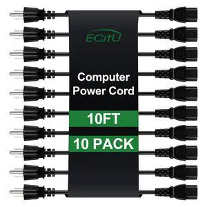 10FT Computer Replacement Power Cord (10 Pack), 3 Prong AC Power Cable, NEMA 5-15P to IEC13, 18 AWG, 10A 110V-300V(MAX), AC Power Cord for TV, Computer, Monitor, Appliance, Desktop, Scanner, Printer 10FT Computer Replacement Power Cord (10 Pack), 3 Prong AC Power Cable, NEMA 5-15P to IEC13, 18 AWG, 10A 110V-300V(MAX), AC Power Cord for TV, Computer, Monitor, Appliance, Desktop, Scanner, Printer