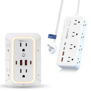 Short Extension Cord 1 Foot 8 AC Outlets and 4 USB Ports and Wall Mount Power Strips with 6 AC Power Outlet 4 USB Ports - for Home Office Dorm Colleges Short Extension Cord 1 Foot 8 AC Outlets and 4 USB Ports and Wall Mount Power Strips with 6 AC Power Outlet 4 USB Ports - for Home Office Dorm Colleges