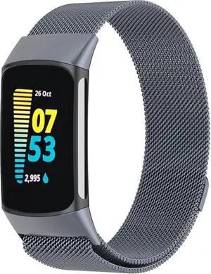 Metal Band Compatible with Fitbit Charge 6 / Charge 5, Milanese Stainless Steel Mesh Replacement Strap, Adjustable Magnetic Loop Wristband for Men Women Metal Band Compatible with Fitbit Charge 6 / Charge 5, Milanese Stainless Steel Mesh Replacement Strap, Adjustable Magnetic Loop Wristband for Men Women