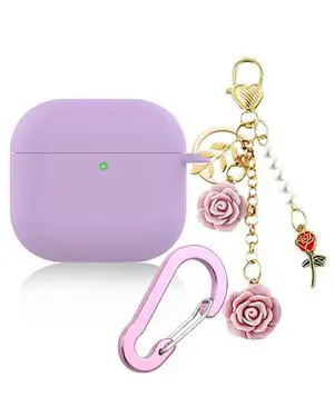 Case for Airpods 4 Case with Cute Keychain, Silicone Shockproof Protective Cover Compatible with Airpods 4th Generation case Charging Headphone Case Cover for Women Girl (Purple) Case for Airpods 4 Case with Cute Keychain, Silicone Shockproof Protective Cover Compatible with Airpods 4th Generation case Charging Headphone Case Cover for Women Girl (Purple)