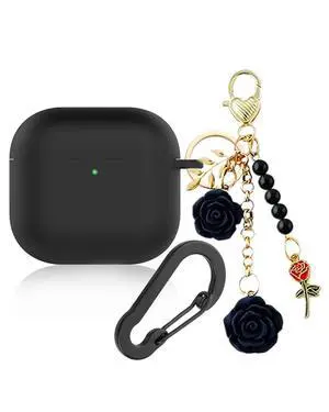 Case for Airpods 4 Case with Cute Keychain, Silicone Shockproof Protective Cover Compatible with Airpods 4th Generation case Charging Headphone Case Cover for Women Girl (Black) Case for Airpods 4 Case with Cute Keychain, Silicone Shockproof Protective Cover Compatible with Airpods 4th Generation case Charging Headphone Case Cover for Women Girl (Black)