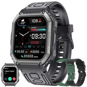 Smart Watches for Men(Answer/Make Call), 1.8" HD Fitness Tracker Watch with Blood Pressure/Heart Rate Monitor, SpO2, 100+ Sports Fitness Smart Watch for Android/iOS Phones, 3 Watch Bands (Black) Smart Watches for Men(Answer/Make Call), 1.8" HD Fitness Tracker Watch with Blood Pressure/Heart Rate Monitor, SpO2, 100+ Sports Fitness Smart Watch for Android/iOS Phones, 3 Watch Bands (Black)