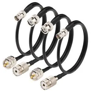 Upgraded 4PCS BNC to UHF Cable 1.64ft Kit BNC to UHF PL259 SO239 Extension CB Radio Antenna Cable 0-6GHz Low Loss LMR200 Equivalent, Better Than RG58 Upgraded 4PCS BNC to UHF Cable 1.64ft Kit BNC to UHF PL259 SO239 Extension CB Radio Antenna Cable 0-6GHz Low Loss LMR200 Equivalent, Better Than RG58