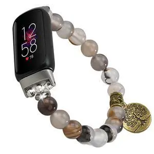 Compatible with Fitbit Luxe Band Natural Gemstone Beaded Handmade Elastic Stretch Bracelet Tree of Life for Women Compatible with Fitbit Luxe Band Natural Gemstone Beaded Handmade Elastic Stretch Bracelet Tree of Life for Women