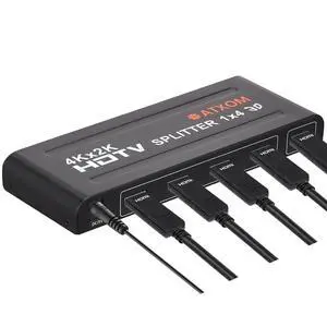 HDMI Splitter 1 in 4 Out - 1x4 HDMI Display Duplicate/Mirror - Powered Splitter Full HD 1080P, 4K - One Source to Four Identical Displays HDMI Splitter 1 in 4 Out - 1x4 HDMI Display Duplicate/Mirror - Powered Splitter Full HD 1080P, 4K - One Source to Four Identical Displays