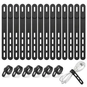20 Pack Silicone Cable Ties, Reusable Cord Organizer with Adjustable Lock Buckle, High Elasticity Wire Management Straps for Home Office Desk Travel, Charger Cord Keeper Accessories (Black) 20 Pack Silicone Cable Ties, Reusable Cord Organizer with Adjustable Lock Buckle, High Elasticity Wire Management Straps for Home Office Desk Travel, Charger Cord Keeper Accessories (Black)