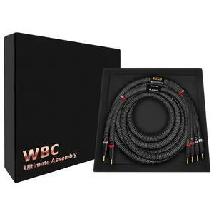 6 Foot Ultimate - 9 AWG - Ultra-Pure OFC - Premium Audiophile HiFi Bi-Wire Single Speaker Cable for Center Channel with Eminence Gold Banana Plugs & Carbon Tweed Jacket 6 Foot Ultimate - 9 AWG - Ultra-Pure OFC - Premium Audiophile HiFi Bi-Wire Single Speaker Cable for Center Channel with Eminence Gold Banana Plugs & Carbon Tweed Jacket