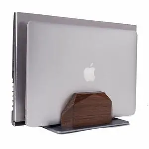 Walnut Vertical Laptop Stand, Dual Slot Wood Laptop Holder for Desk | Wooden Width Adjustable for MacBook Pro/Air & Universal Laptops, American Black Walnut & Aluminum, Heavy Duty, Handcrafted Walnut Vertical Laptop Stand, Dual Slot Wood Laptop Holder for Desk | Wooden Width Adjustable for MacBook Pro/Air & Universal Laptops, American Black Walnut & Aluminum, Heavy Duty, Handcrafted