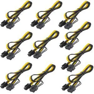 10-Pack 6 Pin Male to 8 Pin (6+2) Male GPU PCI-e PCIE Power Cable PCI Express Extension Cable BTC Bitcoin Mining Motherboard Graphics Video Card Splitter Hub Adapter Cable, 20-inch 10-Pack 6 Pin Male to 8 Pin (6+2) Male GPU PCI-e PCIE Power Cable PCI Express Extension Cable BTC Bitcoin Mining Motherboard Graphics Video Card Splitter Hub Adapter Cable, 20-inch