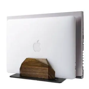 Walnut Vertical Laptop Stand, Dual Slot Wood Laptop Holder for Desk | Wooden Width Adjustable for MacBook Pro/Air & Universal Laptops, American Black Walnut & Aluminum, Heavy Duty, Handcrafted Walnut Vertical Laptop Stand, Dual Slot Wood Laptop Holder for Desk | Wooden Width Adjustable for MacBook Pro/Air & Universal Laptops, American Black Walnut & Aluminum, Heavy Duty, Handcrafted