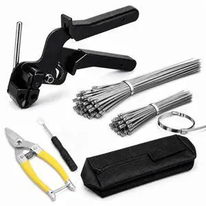 Cable Tie Gun Kit 200PCS 304 Stainless Ties | 304 Stainless rustproof ties 200PCS. Tension & smooth-trim tool. Self-locking. For farm, fence, auto exhaust Cable Tie Gun Kit 200PCS 304 Stainless Ties | 304 Stainless rustproof ties 200PCS. Tension & smooth-trim tool. Self-locking. For farm, fence, auto exhaust