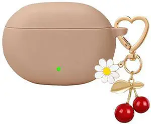 for Beats Studio Buds Case/Studio Buds Plus Case Cover,Soft Silicone Cover Protective with Cute Cherry Daisy Flower Charm Keychain for Beats Studio Buds+ Earbuds Charging Case Milk Tea for Beats Studio Buds Case/Studio Buds Plus Case Cover,Soft Silicone Cover Protective with Cute Cherry Daisy Flower Charm Keychain for Beats Studio Buds+ Earbuds Charging Case Milk Tea