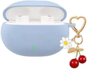 for Beats Studio Buds Case/Studio Buds Plus Case Cover,Soft Silicone Cover Protective with Cute Cherry Daisy Flower Charm Keychain for Beats Studio Buds+ Charging Case Grayish Blue for Beats Studio Buds Case/Studio Buds Plus Case Cover,Soft Silicone Cover Protective with Cute Cherry Daisy Flower Charm Keychain for Beats Studio Buds+ Charging Case Grayish Blue