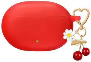 for Beats Studio Buds Case/Studio Buds Plus Case Cover,Soft Silicone Cover Protective Case with Cute Cherry Daisy Flower Charm Keychain for Beats Studio Buds+ Earbuds Charging Case Red for Beats Studio Buds Case/Studio Buds Plus Case Cover,Soft Silicone Cover Protective Case with Cute Cherry Daisy Flower Charm Keychain for Beats Studio Buds+ Earbuds Charging Case Red