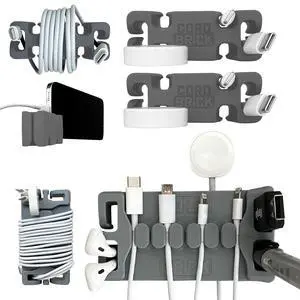 /DeskBrick Bundle Weighted Cord Holders for Nightstand & Desk - Phone Charger Cable Management Travel, Phone Accessory, Stocking Stuffer - Gift for Home, Office - Gray /DeskBrick Bundle Weighted Cord Holders for Nightstand & Desk - Phone Charger Cable Management Travel, Phone Accessory, Stocking Stuffer - Gift for Home, Office - Gray