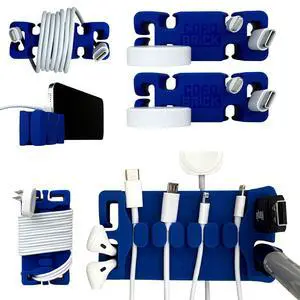 /DeskBrick Bundle Weighted Cord Holders for Nightstand & Desk - Phone Charger Cable Management Travel, Phone Accessory, Stocking Stuffer - Gift for Home, Office - Blue /DeskBrick Bundle Weighted Cord Holders for Nightstand & Desk - Phone Charger Cable Management Travel, Phone Accessory, Stocking Stuffer - Gift for Home, Office - Blue