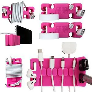 /DeskBrick Bundle Weighted Cord Holders for Nightstand & Desk - Phone Charger Cable Management Travel, Phone Accessory, Stocking Stuffer - Gift for Home, Office - Pink /DeskBrick Bundle Weighted Cord Holders for Nightstand & Desk - Phone Charger Cable Management Travel, Phone Accessory, Stocking Stuffer - Gift for Home, Office - Pink