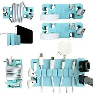 /DeskBrick Bundle Weighted Cord Holders for Nightstand & Desk - Phone Charger Cable Management Travel, Phone Accessory, Stocking Stuffer - Gift for Home, Office - Aqua /DeskBrick Bundle Weighted Cord Holders for Nightstand & Desk - Phone Charger Cable Management Travel, Phone Accessory, Stocking Stuffer - Gift for Home, Office - Aqua