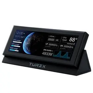 4.6" LCD Screen Inside PC Case Screen with Desktop Stand - Customizable PC Temperature Display Panel for Computer Setup, GPU CPU FPS RAM HDD Computer Temp Monitor (Black) 4.6" LCD Screen Inside PC Case Screen with Desktop Stand - Customizable PC Temperature Display Panel for Computer Setup, GPU CPU FPS RAM HDD Computer Temp Monitor (Black)