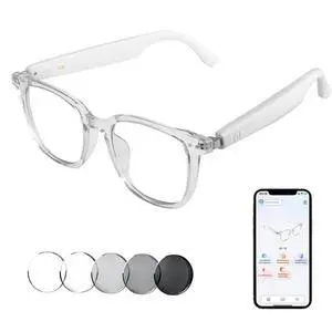 AI Smart Glasses, Bluetooth Translation Glasses for Men Women, Smart Audio Sunglasses with Real Time Translation(160+Languages), Photochromic Lenses, Music Blue Light Glasses for Travel Business-C AI Smart Glasses, Bluetooth Translation Glasses for Men Women, Smart Audio Sunglasses with Real Time Translation(160+Languages), Photochromic Lenses, Music Blue Light Glasses for Travel Business-C