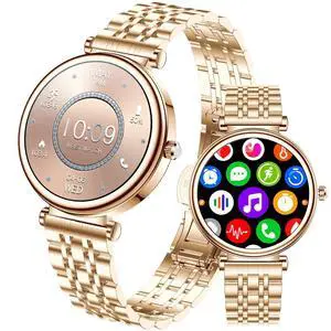 Watch for Women, 1.25" AMOLED HD Screen Women's Smartwatch, Fitness Tracker with Heart Rate/Sleep Monitor, Bluetooth Call, IP67 Waterproof, Compatible with iOS & Android (Gold) Watch for Women, 1.25" AMOLED HD Screen Women's Smartwatch, Fitness Tracker with Heart Rate/Sleep Monitor, Bluetooth Call, IP67 Waterproof, Compatible with iOS & Android (Gold)