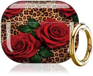 Case for AirPod Pro 3 Case 2025, Slim Shockproof Protective Cover with Keychain Ring, Wireless Charging Compatible, Stylish Durable Design for Women(Leopard Red Roses) Case for AirPod Pro 3 Case 2025, Slim Shockproof Protective Cover with Keychain Ring, Wireless Charging Compatible, Stylish Durable Design for Women(Leopard Red Roses)