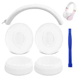 Solo3 Ear Pads & Ear Covers & Headband Cover for Beats Solo 3 & Solo 2 Wireless Headphones, Protein Leather Solo3 Earpad Replacement Accessories Silicone Sweat Covers - White Solo3 Ear Pads & Ear Covers & Headband Cover for Beats Solo 3 & Solo 2 Wireless Headphones, Protein Leather Solo3 Earpad Replacement Accessories Silicone Sweat Covers - White