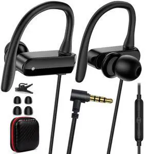 Wired Over Ear Earbuds 3.5mm Sport Headphones with Ear Hooks& Mic | Wrap Around EarBuds Wired Earphones 5.9ft Cord for Chromebook Laptop/iPad Plug in EarBuds for Computer/Samsung A15 A14 School Wired Over Ear Earbuds 3.5mm Sport Headphones with Ear Hooks& Mic | Wrap Around EarBuds Wired Earphones 5.9ft Cord for Chromebook Laptop/iPad Plug in EarBuds for Computer/Samsung A15 A14 School