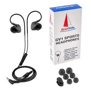 GV1 Wired Sports Earbuds with Mic, Over-Ear Memory Wire Earhook, IPX5 Water-Resistant in-Ear Headphones, One-Button Call Control, 3.5mm Running Gym Earphones, Enhanced Bass (Black) GV1 Wired Sports Earbuds with Mic, Over-Ear Memory Wire Earhook, IPX5 Water-Resistant in-Ear Headphones, One-Button Call Control, 3.5mm Running Gym Earphones, Enhanced Bass (Black)