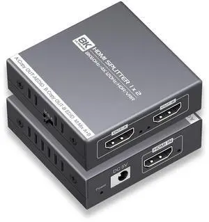 HDMI Splitter 1 in 2 Out 4K 120Hz 8K 60Hz, HDMI 2.1 Splitter Support HDCP 2.3, EDID, VRR, HDR10, Dolby, for PS5/4, Xbox, Fire Stick, Blu-ray Player, Hue Sync Box, etc HDMI Splitter 1 in 2 Out 4K 120Hz 8K 60Hz, HDMI 2.1 Splitter Support HDCP 2.3, EDID, VRR, HDR10, Dolby, for PS5/4, Xbox, Fire Stick, Blu-ray Player, Hue Sync Box, etc