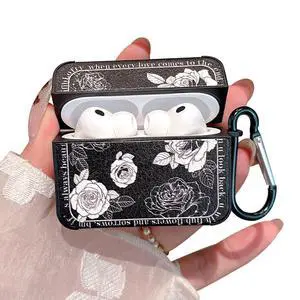 for AirPod Pro 3 Case 2025 for Women Girls Cute Retro Flower Design with Keychain PU Leather Squre Shockproof Protective Cover Compatible with AirPods Pro 3rd Gen Case (Rose Black) for AirPod Pro 3 Case 2025 for Women Girls Cute Retro Flower Design with Keychain PU Leather Squre Shockproof Protective Cover Compatible with AirPods Pro 3rd Gen Case (Rose Black)