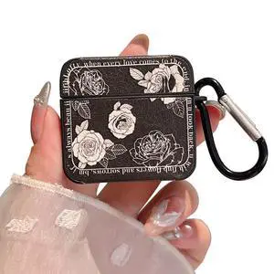 for AirPod 4 Case for Women Girls Cute Retro Flower Design with Keychain PU Leather Squre Shockproof Protective Cover Compatible with AirPods 4th Gen Case (Retro Rose Black) for AirPod 4 Case for Women Girls Cute Retro Flower Design with Keychain PU Leather Squre Shockproof Protective Cover Compatible with AirPods 4th Gen Case (Retro Rose Black)