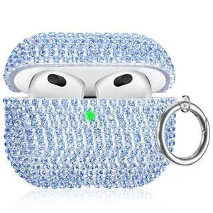 Bling Case Compatible with AirPods 3rd Generation (2021), Sparkling Diamond Case for AirPods 3 Case Bling Rhinestones for Women, Shockproof Protective Cute Cover with Keychain (Blue) Bling Case Compatible with AirPods 3rd Generation (2021), Sparkling Diamond Case for AirPods 3 Case Bling Rhinestones for Women, Shockproof Protective Cute Cover with Keychain (Blue)