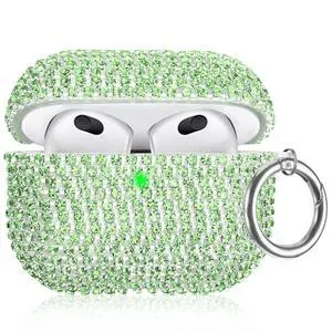 Bling Case Compatible with AirPods 3rd Generation (2021), Sparkling Diamond Case for AirPods 3 Case Bling Rhinestones for Women, Shockproof Protective Cute Cover with Keychain (Green) Bling Case Compatible with AirPods 3rd Generation (2021), Sparkling Diamond Case for AirPods 3 Case Bling Rhinestones for Women, Shockproof Protective Cute Cover with Keychain (Green)