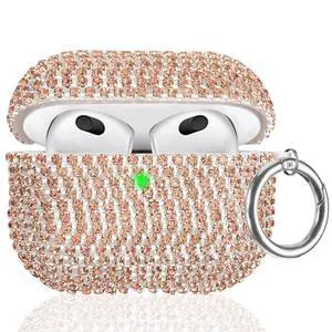 Bling Case Compatible with AirPods 3rd Generation (2021), Sparkling Diamond Case for AirPods 3 Case Bling Rhinestones for Women, Shockproof Protective Cute Cover with Keychain (Gold) Bling Case Compatible with AirPods 3rd Generation (2021), Sparkling Diamond Case for AirPods 3 Case Bling Rhinestones for Women, Shockproof Protective Cute Cover with Keychain (Gold)